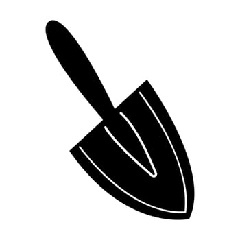 Children garden shovel in black and white colors. Clip art for your projects. vector