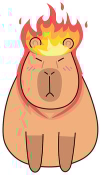 Capybara sticker is cute. Emotion of anger, rage. vector