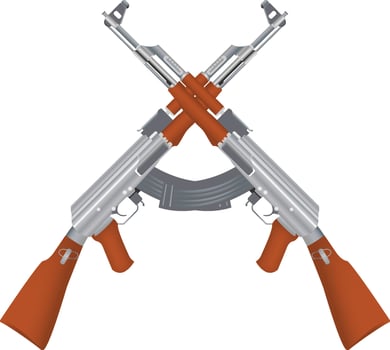Ak-47 Crossed Assault Rifles Design . vector