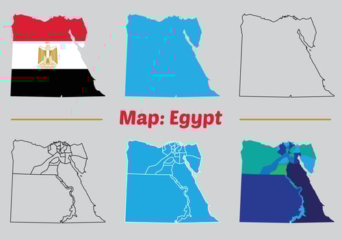 Egypt map set. egypt map High detailed blue map with counties,regions,states of egypt. vector