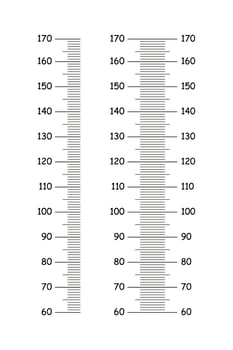 Set of kids height chart from 60 to 170 centimeters. Templates for wall growth stickers isolated on a white background. Meter wall, growth ruler. Graphic mockup. vector