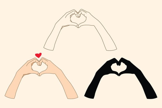 two hand making a cute heart shape, love shape hand, heart shape hand make for romantic design vector