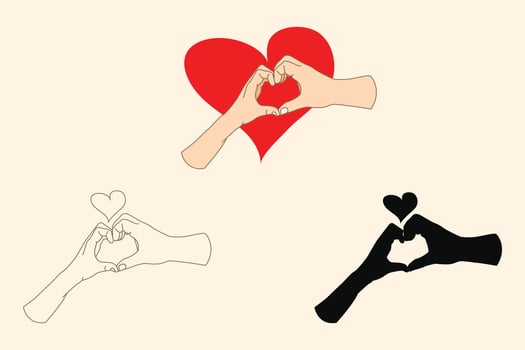 two hand making heart shape symbol, hand make love shape symbo for romantic design vector