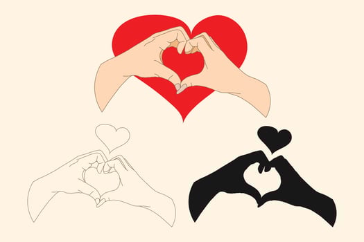 love shape hand, heart shape hand make for romantic design vector