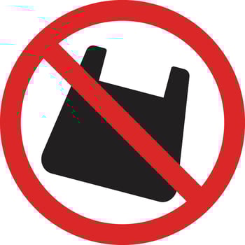 No plastic bag sign isolated on white background . Do not use plastic bag icon . illustration vector