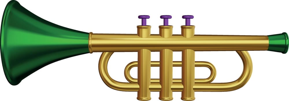 isolated mardi gras trumpet. 3d trumpet with mardi gras colors vector