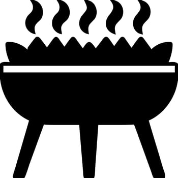 Black Silhouette Barbecue Grill with Rising Smoke for Outdoor Cooking Illustration vector
