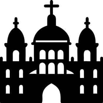 Black Silhouette of Historical Cathedral with Crosses and Arches Illustration vector