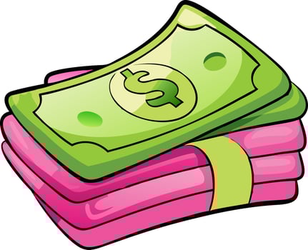 Cartoon Stack of Money with Dollar Sign for Financial and Business Concepts vector