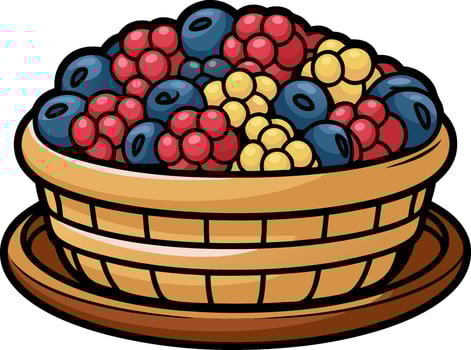 Colorful Mixed Berry Basket Illustration for Culinary and Healthy Food Concepts vector