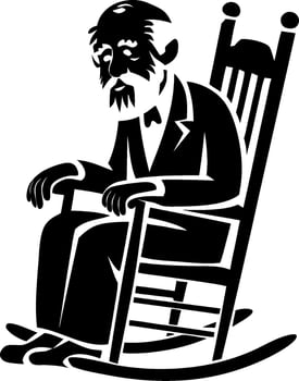 Elderly Man in Rocking Chair Silhouette Reflecting Loneliness and Aging Concept vector