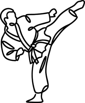 Karate Martial Artist Kicking Pose Line Art Illustration for Fitness and Training vector