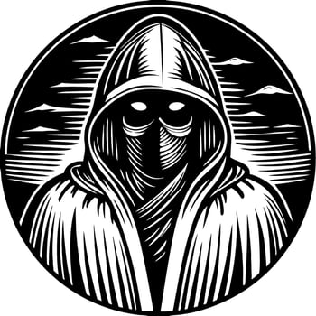 Mysterious Hooded Figure Art for Fantasy Theme Design vector