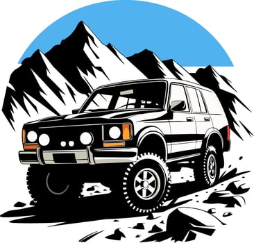 Offroad Adventure SUV Mountain Landscape Illustration vector