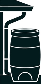 Rainwater Collection Barrel with Downspout Illustration for Eco-Friendly Water Conservation vector