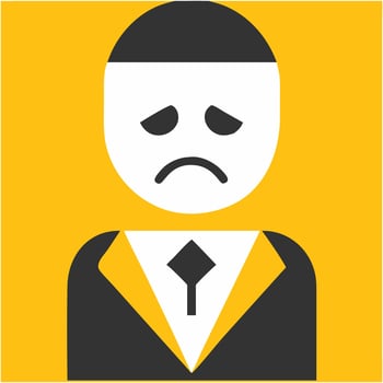 Sad Businessman Emotional Expression in Yellow Background vector