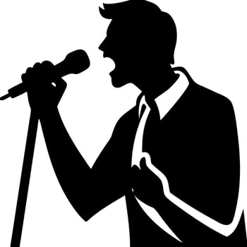 Silhouette Male Singer Performing with Microphone Passionate Musician Art vector