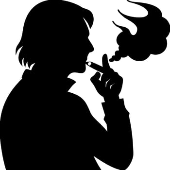 Silhouetted Man Smoking Cigar with Smoke Illustration vector