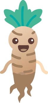 Smiling Root Vegetable Character with Green Leaves Illustration vector