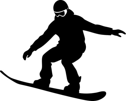 Snowboarder Silhouette Jumping Action Winter Sports Design vector