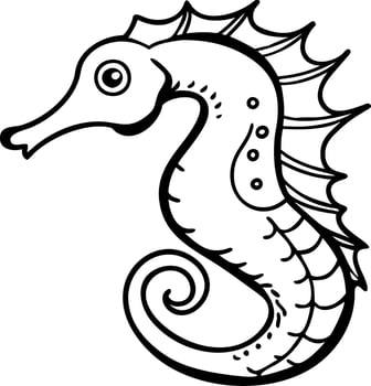 Illustration Black Outline Seahorse Marine Animal Art Design vector