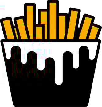 Illustration of Crispy Golden French Fries in Black Dipping Cup Design vector
