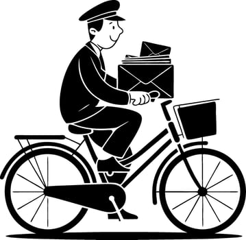 Vintage Postman Cycling Delivering Mail Illustration vector