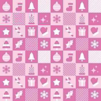 trendy pink christmas element pattern vector