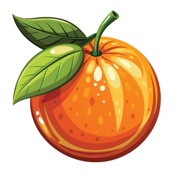 orange fruit with green leaf illustration vector