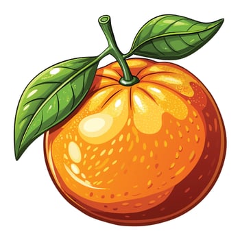 orange fruit with green leaf illustration vector