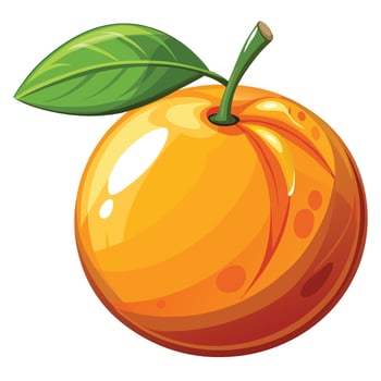 an orange with a leaf on it vector