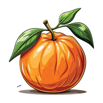 an orange with a leaf on it vector