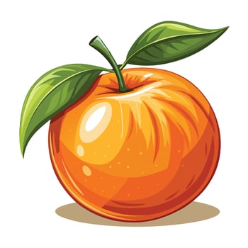 an orange with a leaf on it vector
