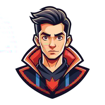 a cartoon character with a black hair and red cape vector
