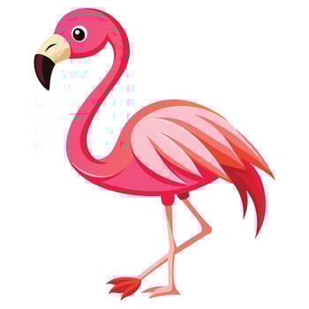 a cartoon flamingo standing on one foot vector