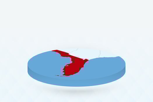 3D Isometric Map Highlighting Florida in Red. vector