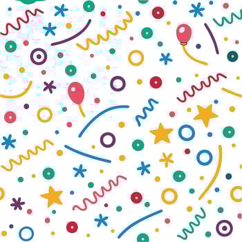 a colorful party background with balloons and stars vector