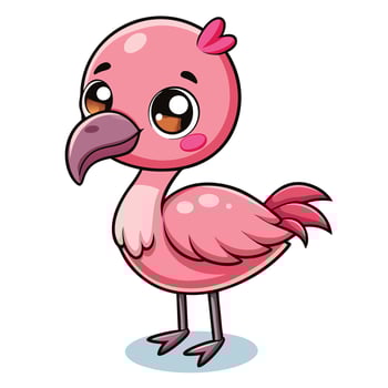 cartoon pink flamingo bird illustration vector