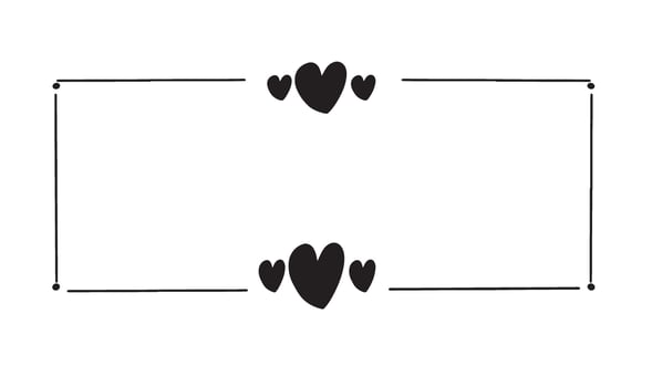 Frame pattern love heart shape black color drawing art empty blank mockup happy valentine day 14 fourteen day february banner postergraphic design element romantic nubes frame wedding dating valentine vector