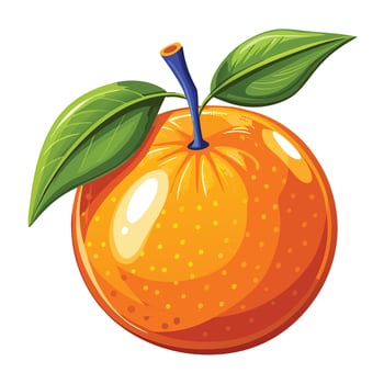 an orange with a leaf on it is shown vector