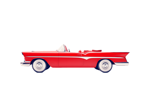 A vibrant red convertible car, showcasing a classic design and open-top style. png