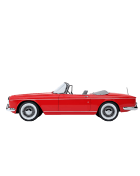 A classic red convertible car illustrated in a side view, showcasing its vintage design. png