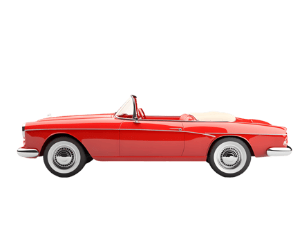 A classic red convertible car, showcasing vintage design and open-top driving. png