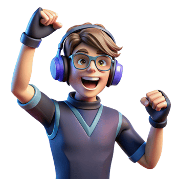 Fortnite player with headphones and glasses png