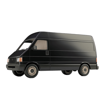 black delivery van on transparent background png
