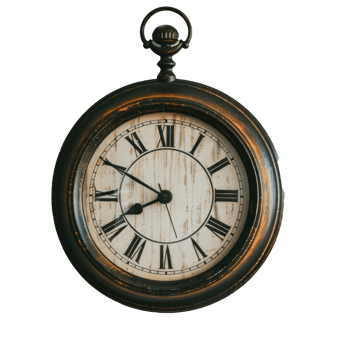 an old clock with roman numerals on the face isolate on transparent background png