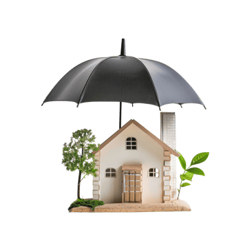 small house under umbellar, insurance concept transparent background png