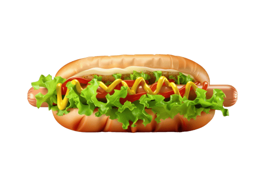Hot dog with mustard isolated on transparent background png
