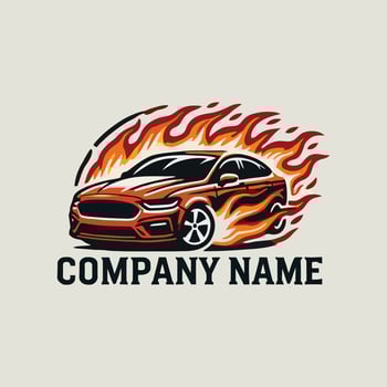 Blazing Fire Burns Car Logo vector