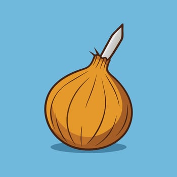 Golden-Brown Onion with Papery Skin for Culinary Use Design vector
